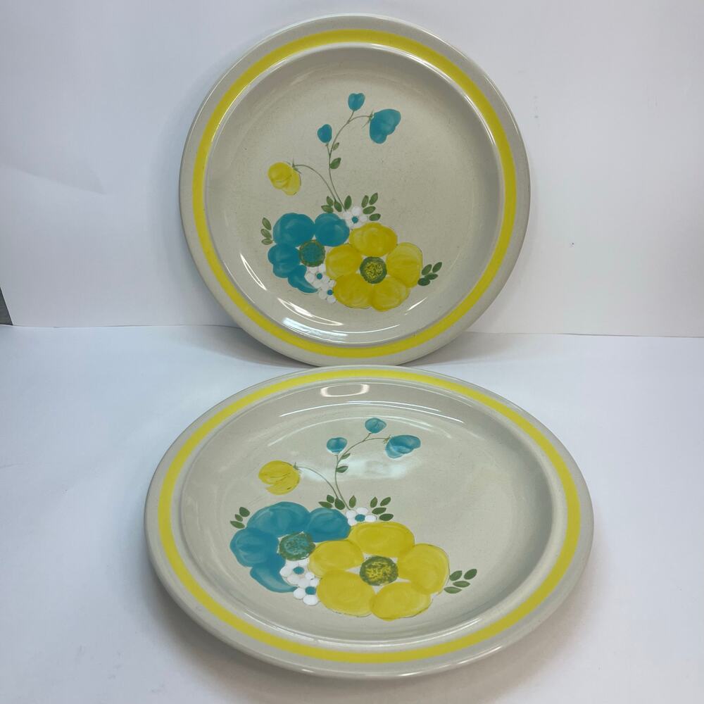 stonecrest korea andre poncho design happy dinner plates yellow blue 10.5 inches